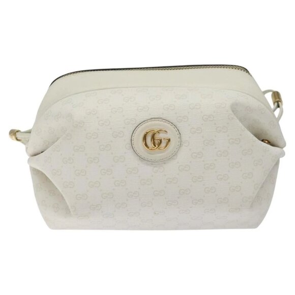 GUCCI Micro GG Supreme Shoulder Bag PVC White Gold 564580 Auth 126953 - Picture 1 of 16
